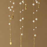 Pearl Chain Necklace 18K Gold Dipped Stainless Steel