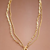 Center Clasp Layered Chain Necklace
