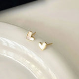 Mother of Pearl Heart Stud Earrings – Gold Plated