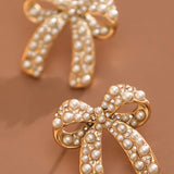 18k Bow Pearl Earrings