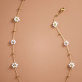 Stationed Flower Chain Necklace