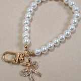 Pearl Bow Heart Seashell Bag Charm Keychain