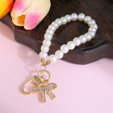 Pearl Bow Heart Seashell Bag Charm Keychain