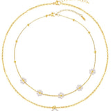 18k Flower Pearl Duo Necklace