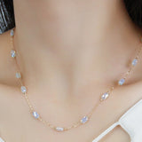 18K Beaded Crystal Chain Necklace