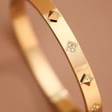 Diamond Bangle 18K Waterproof Non-Tarnish Stainless Steel Hinged