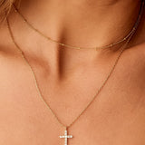 18k Rhinestone Cross Necklace
