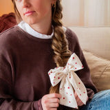 Valentine Heart Cream Scrunchie with Bow
