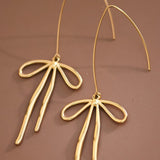 18K Long Bow Threader Earrings