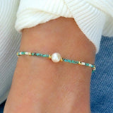 Zebra Camouflage Rice Pearl Single Pearl Bracelet