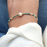 Zebra Camouflage Rice Pearl Single Pearl Bracelet