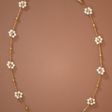 Stationed Flower Chain Necklace