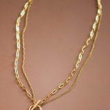Center Clasp Layered Chain Necklace