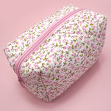 Ditsy Quilted Pink Floral Cosmetic Pouch Bag
