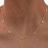 18k Stainless Steel Golden Bow Charm Necklace
