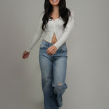 The Olivia Ribbed Lacey N-Neck Top