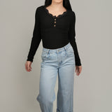 The Vivienne Ribbed Button-Detail Top