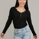 The Vivienne Ribbed Button-Detail Top
