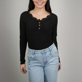 The Vivienne Ribbed Button-Detail Top