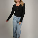 The Vivienne Ribbed Button-Detail Top