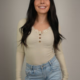 The Vivienne Ribbed Button-Detail Top