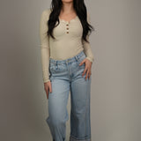 The Vivienne Ribbed Button-Detail Top