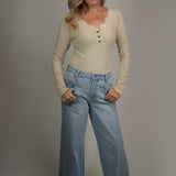 The Vivienne Ribbed Button-Detail Top
