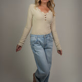 The Vivienne Ribbed Button-Detail Top