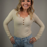 The Vivienne Ribbed Button-Detail Top