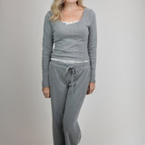 The Clara Grey Lace Pajama Set
