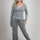 The Clara Grey Lace Pajama Set