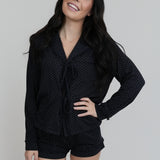 The Violet Polka Dot Lace Pajama Shorts Set