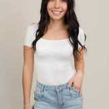The Evie Short-Sleeve Square Neck Bodysuit