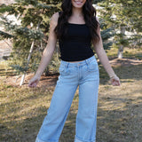 The Ruby Super High Rise Light Wash Cuffed Baggy Wide Jeans  VERVET by FLYING MONKEY