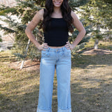 The Ruby Super High Rise Light Wash Cuffed Baggy Wide Jeans  VERVET by FLYING MONKEY