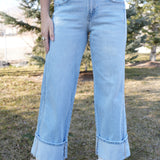 The Ruby Super High Rise Light Wash Cuffed Baggy Wide Jeans  VERVET by FLYING MONKEY