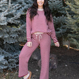 The Annabel Striped Crew Neck Sweater & Wide-Leg Pants Set