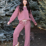 The Annabel Striped Crew Neck Sweater & Wide-Leg Pants Set