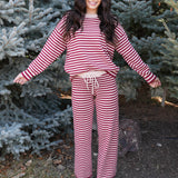 The Annabel Striped Crew Neck Sweater & Wide-Leg Pants Set