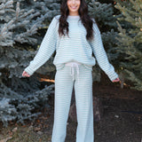 The Annabel Striped Crew Neck Sweater & Wide-Leg Pants Set