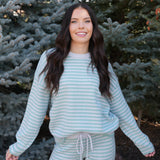 The Annabel Striped Crew Neck Sweater & Wide-Leg Pants Set