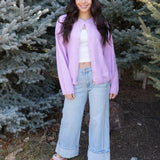 The Darla Lavender Button-Front Cardigan
