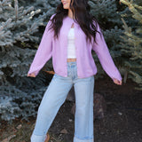 The Darla Lavender Button-Front Cardigan