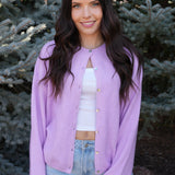 The Darla Lavender Button-Front Cardigan