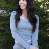 The Clara Grey Lace Pajama Set