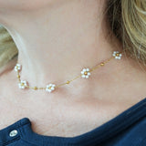 Stationed Flower Chain Necklace