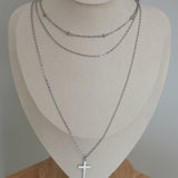 Triple Layer Cross Necklace