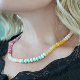 Bright Natural Stone & Glass Mixed Necklace