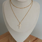 18k Rhinestone Cross Necklace