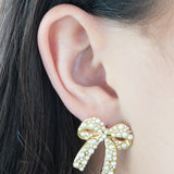18k Bow Pearl Earrings